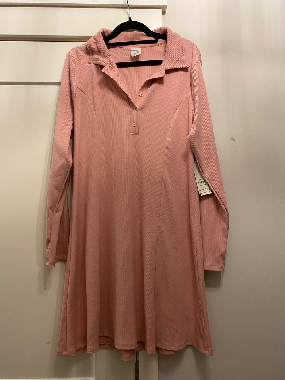 NWT No Boundaries Ribbed Long Sleeve Polo Dress - Dusty Rose